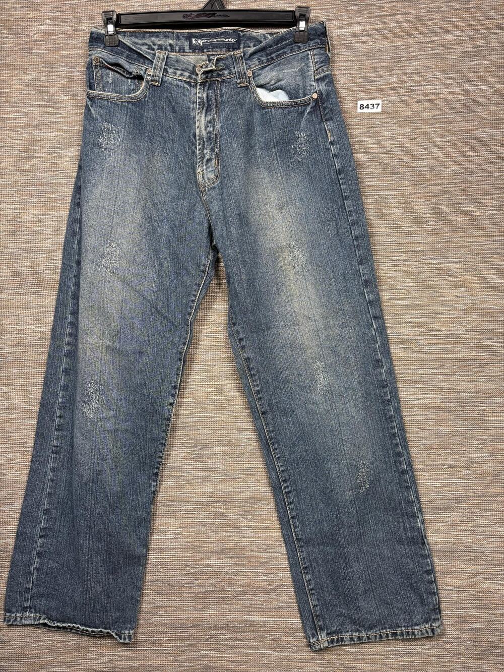 Drunknmunky Jeans Mens 32x32 Blue Relaxed Fit Straight Leg Distressed Denim